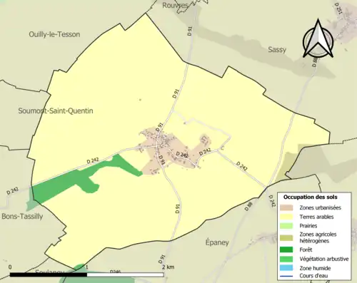 Carte en couleurs présentant l'occupation des sols.