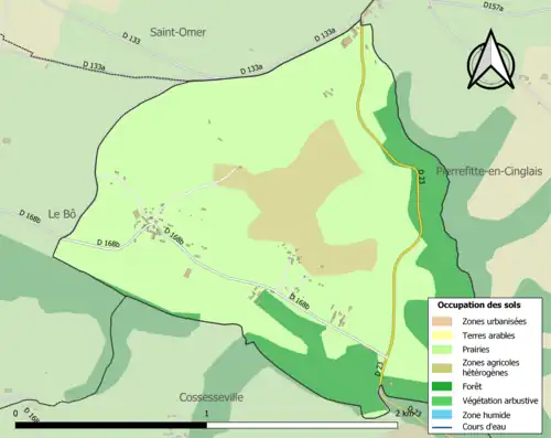 Carte en couleurs présentant l'occupation des sols.