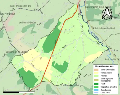 Carte en couleurs présentant l'occupation des sols.
