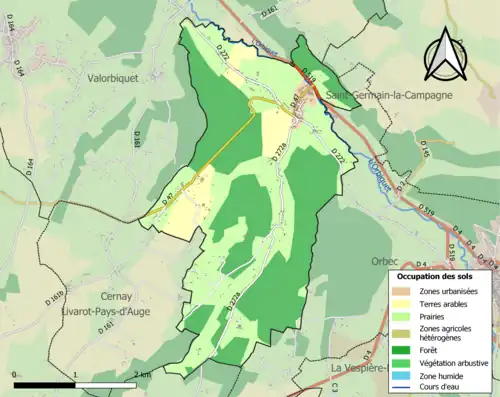 Carte en couleurs présentant l'occupation des sols.