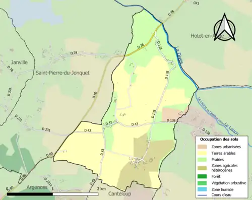 Carte en couleurs présentant l'occupation des sols.