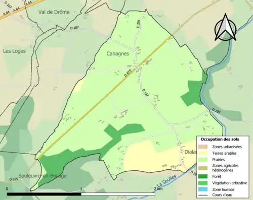 Carte en couleurs présentant l'occupation des sols.