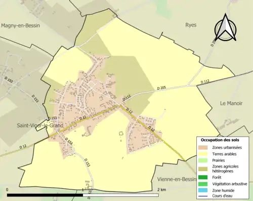 Carte en couleurs présentant l'occupation des sols.