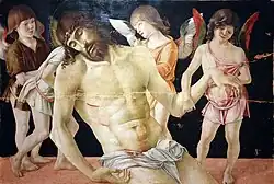 Christ mort soutenu par des anges.