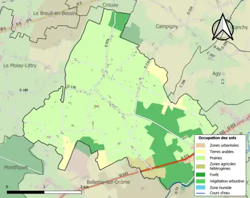 Carte en couleurs présentant l'occupation des sols.