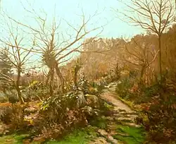 Alphonse Le Leuxhe (1880-1914) : Le chemin de Sainte-Barbe [au Faouët] (huile sur toile, vers 1914, Musée du Faouët).