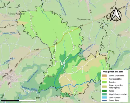 Carte en couleurs présentant l'occupation des sols.
