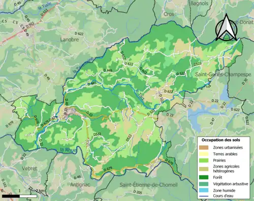 Carte en couleurs présentant l'occupation des sols.
