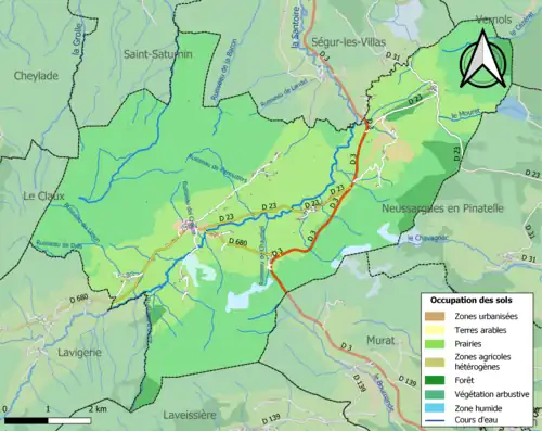Carte en couleurs présentant l'occupation des sols.
