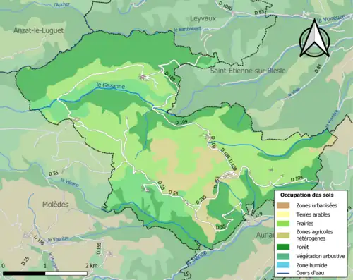 Carte en couleurs présentant l'occupation des sols.