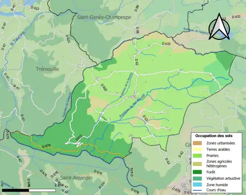 Carte en couleurs présentant l'occupation des sols.