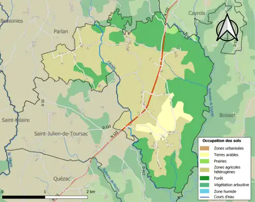 Carte en couleurs présentant l'occupation des sols.