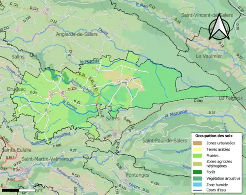 Carte en couleurs présentant l'occupation des sols.