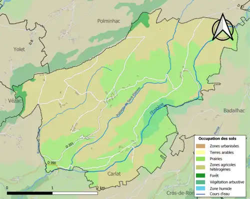 Carte en couleurs présentant l'occupation des sols.