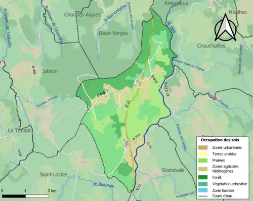 Carte en couleurs présentant l'occupation des sols.