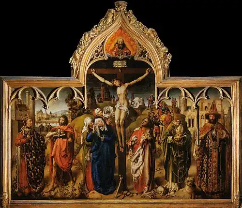 La Crucifixion du Parlement de Paris, tableau peint vers 1449 et attribué à André d'Ypres.