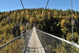 La passerelle au-dessus du lac La Haie
