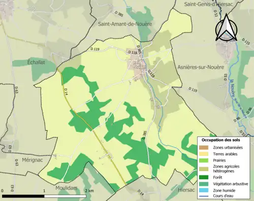 Carte en couleurs présentant l'occupation des sols.