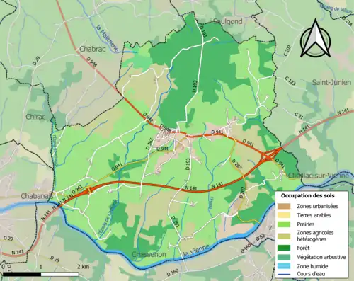 Carte en couleurs présentant l'occupation des sols.
