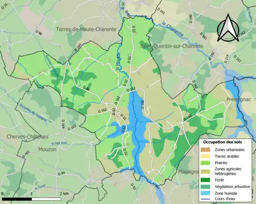 Carte en couleurs présentant l'occupation des sols.