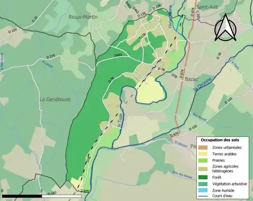 Carte en couleurs présentant l'occupation des sols.