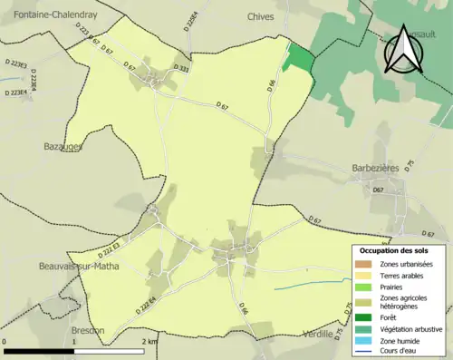 Carte en couleurs présentant l'occupation des sols.