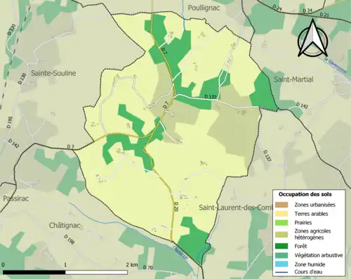 Carte en couleurs présentant l'occupation des sols.