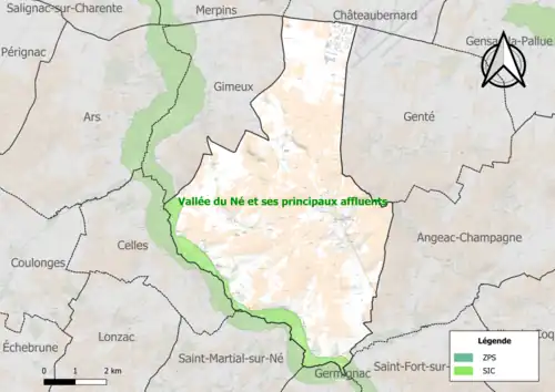 Carte de la zone Natura 2000 sur la commune.