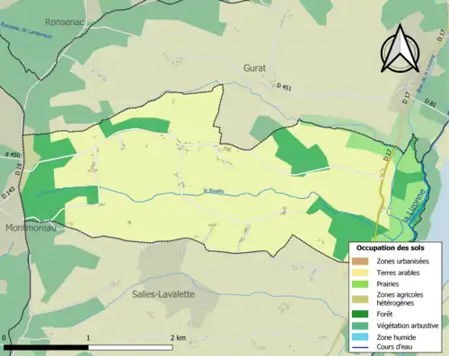 Carte en couleurs présentant l'occupation des sols.