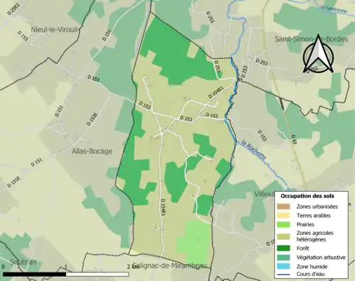 Carte en couleurs présentant l'occupation des sols.