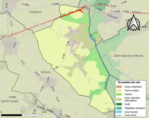 Carte en couleurs présentant l'occupation des sols.