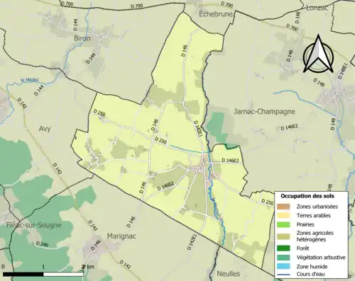 Carte en couleurs présentant l'occupation des sols.