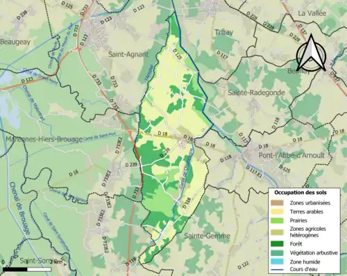 Carte en couleurs présentant l'occupation des sols.