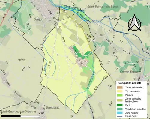 Carte en couleurs présentant l'occupation des sols.