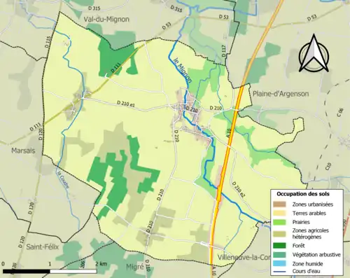 Carte en couleurs présentant l'occupation des sols.