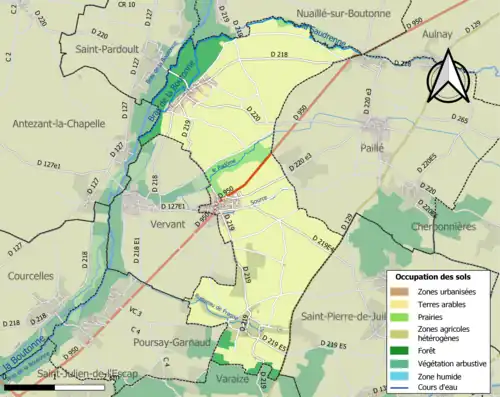 Carte en couleurs présentant l'occupation des sols.