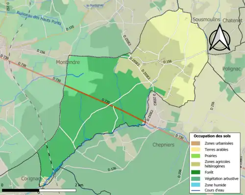 Carte en couleurs présentant l'occupation des sols.