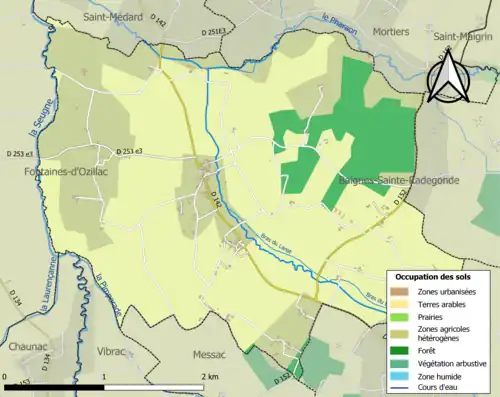 Carte en couleurs présentant l'occupation des sols.