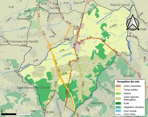 Carte en couleurs présentant l'occupation des sols.