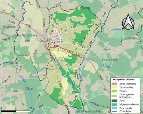 Carte en couleurs présentant l'occupation des sols.