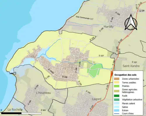 Carte en couleurs présentant l'occupation des sols.