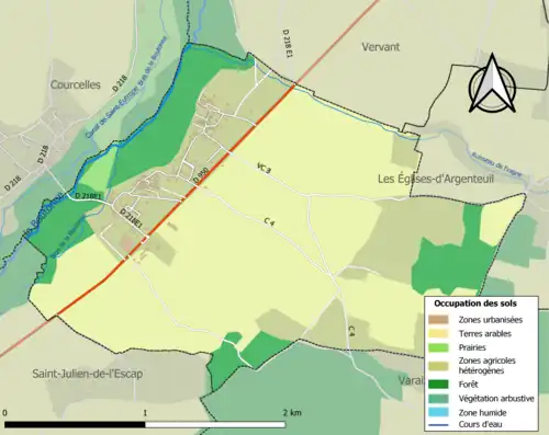 Carte en couleurs présentant l'occupation des sols.