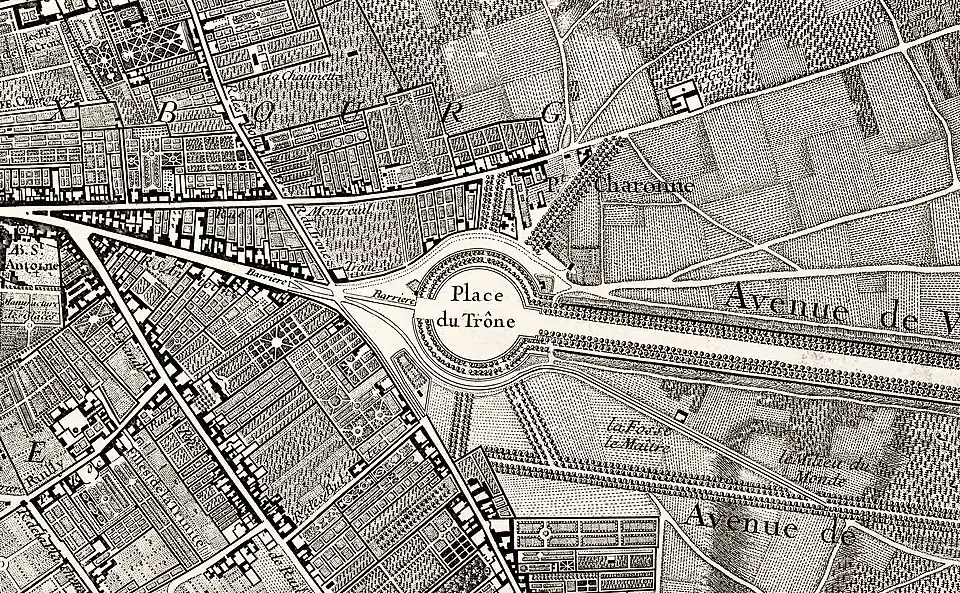 Place du Trône en 1730 (plan de Roussel).