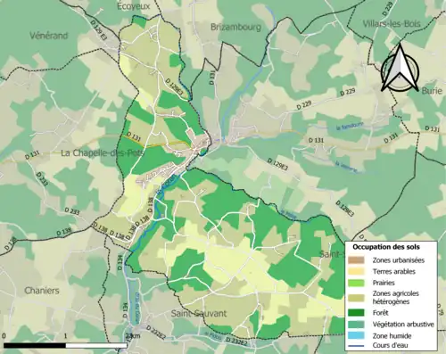 Carte en couleurs présentant l'occupation des sols.