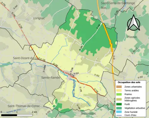 Carte en couleurs présentant l'occupation des sols.