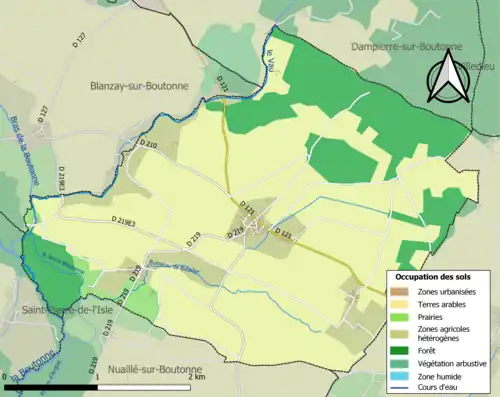 Carte en couleurs présentant l'occupation des sols.