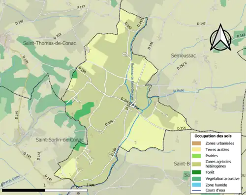 Carte en couleurs présentant l'occupation des sols.