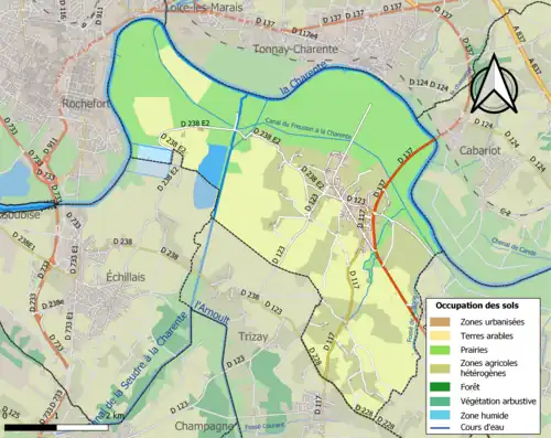 Carte en couleurs présentant l'occupation des sols.