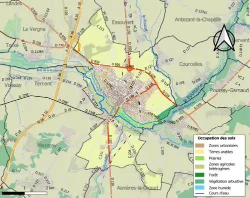 Carte en couleurs présentant l'occupation des sols.