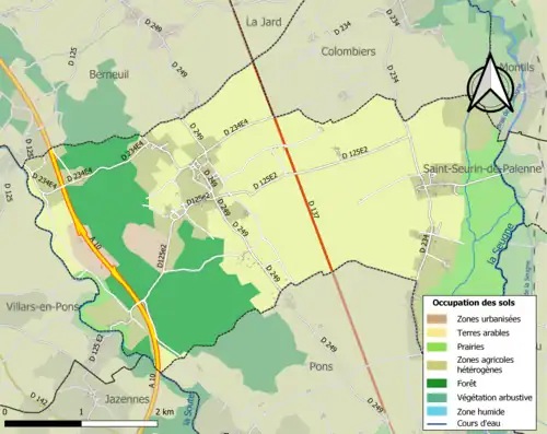 Carte en couleurs présentant l'occupation des sols.